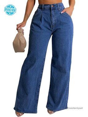Wide Leg Jeans High Rise Stretch Baggy Loose Denim Pants